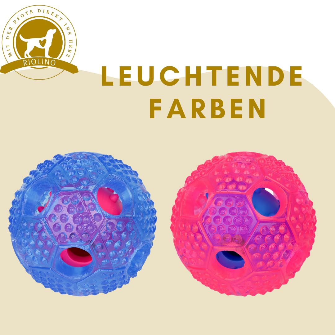 Riolino Hundeball in Blau und Pink nebeneinander